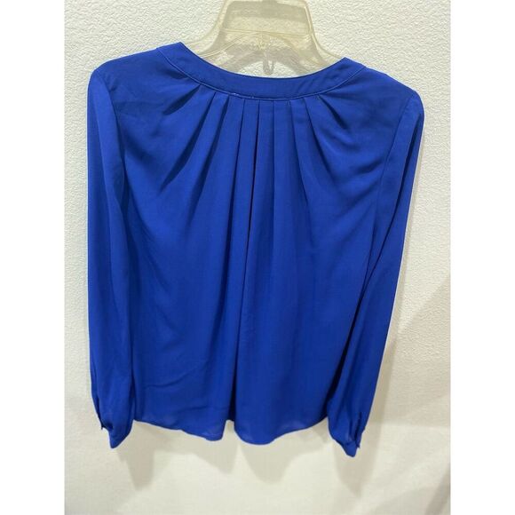 Daniel Rainn Women's M Cobalt Blue Long Sleeve Chiffon Blouse - Picture 3 of 5